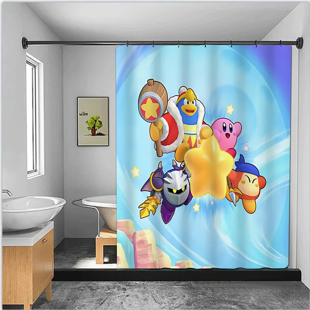 Cute Kirbys Shower Curtain Waterproof Polyester Fabric Paint Colorful Bath Curtains Home Bathroom Decor Curtain With Hook