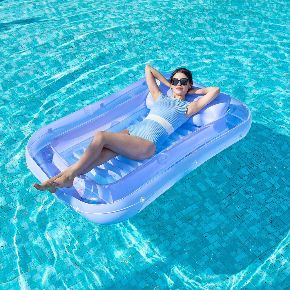 Giant Inflatable Tanning Pool Lounger Float Pool Floats Adult with Pillow Tub Raft Floatie Sunbathing Bed Lounge ﻿