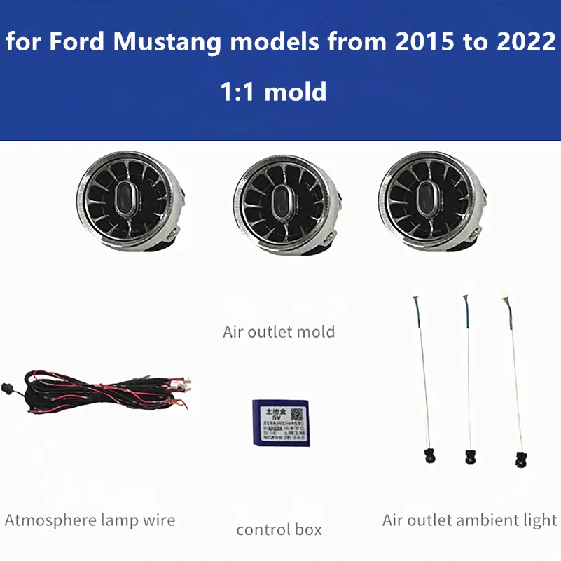 64-Color Ambient Lighting Effect for the Air Outlet of 2015 - 2022 for Ford Mustang Models