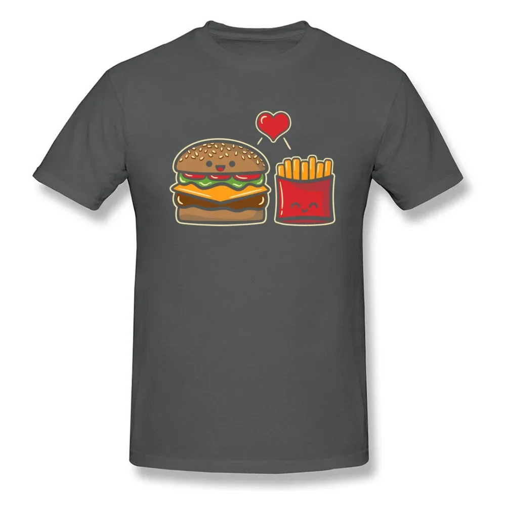 Burger And Fries T-shirt Men Black Tshirt Cotton Fabric Clothing Friends Tops Funny Cartoon Clothing Boyfriend Gift Tee