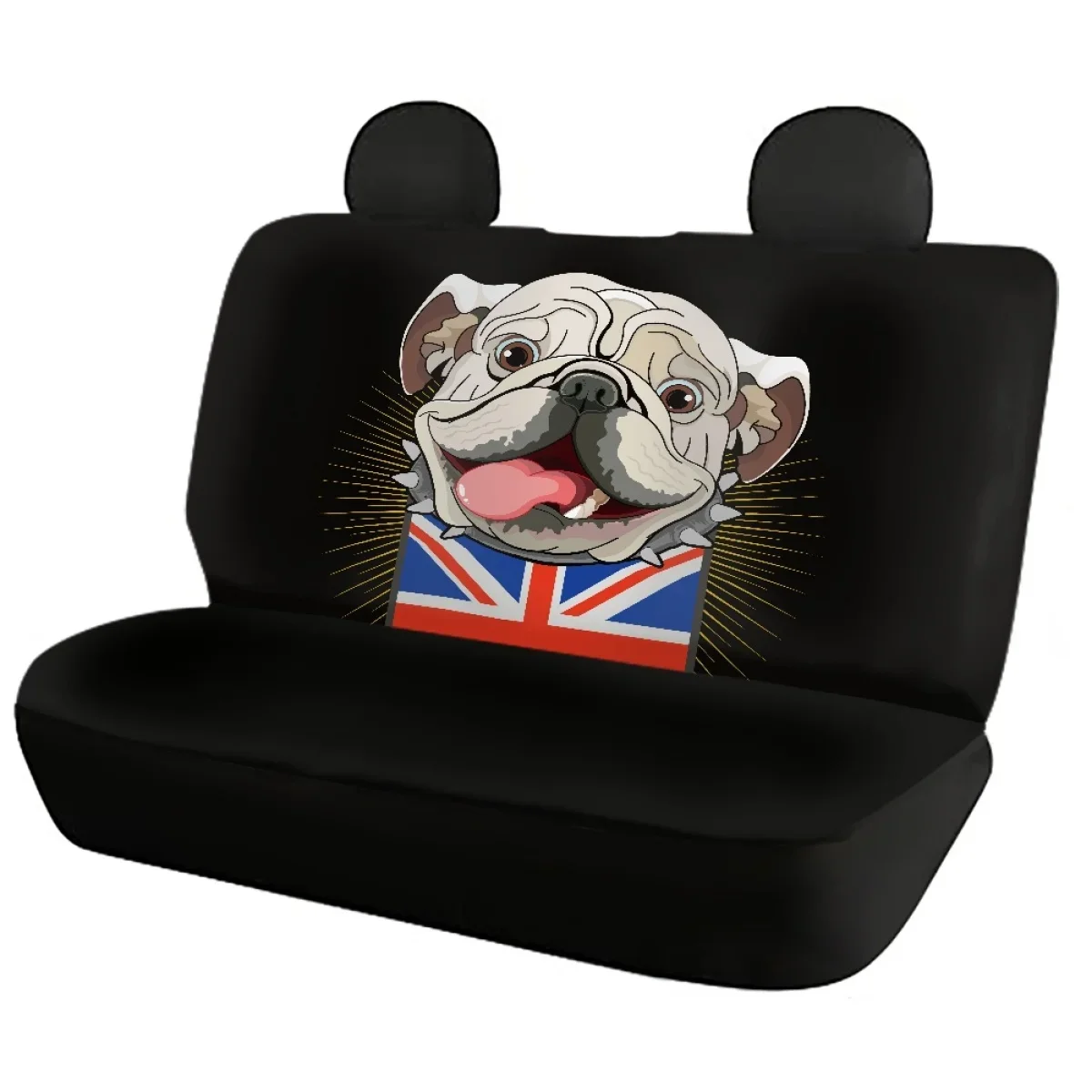 British Flag with Dog Pattern Car Seat Cover Full Set Universal Autos Front&Rear Seat Protector Easy to Install Car Accessories