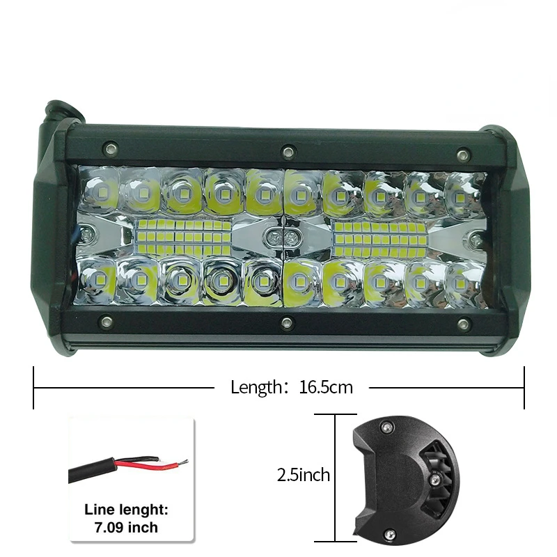 7-Inch LED120W Car Headlight Strip Auxiliary Maintenance Off-road Vehicle Three Rows of Fog Lights 40 Lights