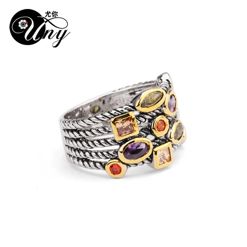 UNY Ring Beautiful Multi CZ Twisted Cable Wire Rings Designer Fashion Brand David Vintage Love Antique Rings Womens Jewelry Ring