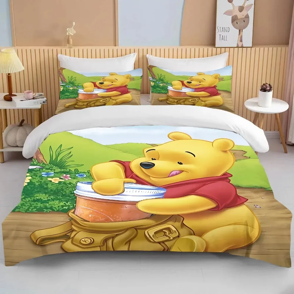 

Disney Winnie The Pooh 3 Pcs Bed Set Twin Queen King Cartoon Sets Duvet Cover Set Soft Girls Bedding Set 1 Cover + 2 Pillowcases