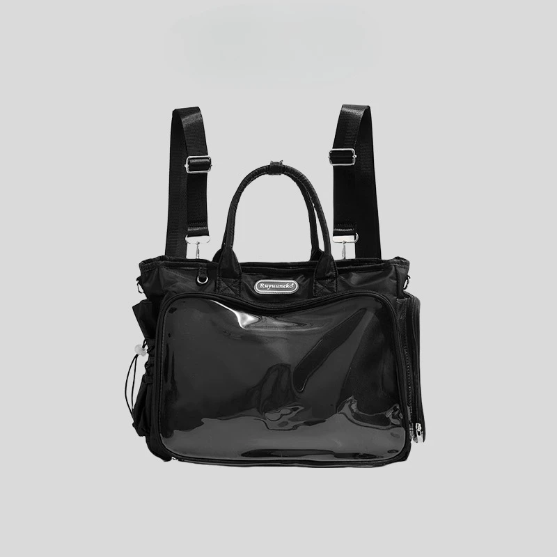 Second Dimension Large-capacity Japanese Transparent Pain Bag Cute Girl Baby Bag Daily Commuting Unisex Style Black Backpack