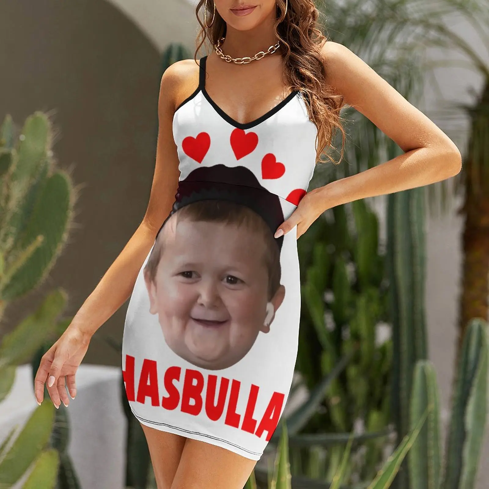 Hasbulla Love Hasbulla Meme 여성용 슬링 원피스, 독특하고 섹시한 여성용 가운, 재미있는 휴가 스트랩 원피스