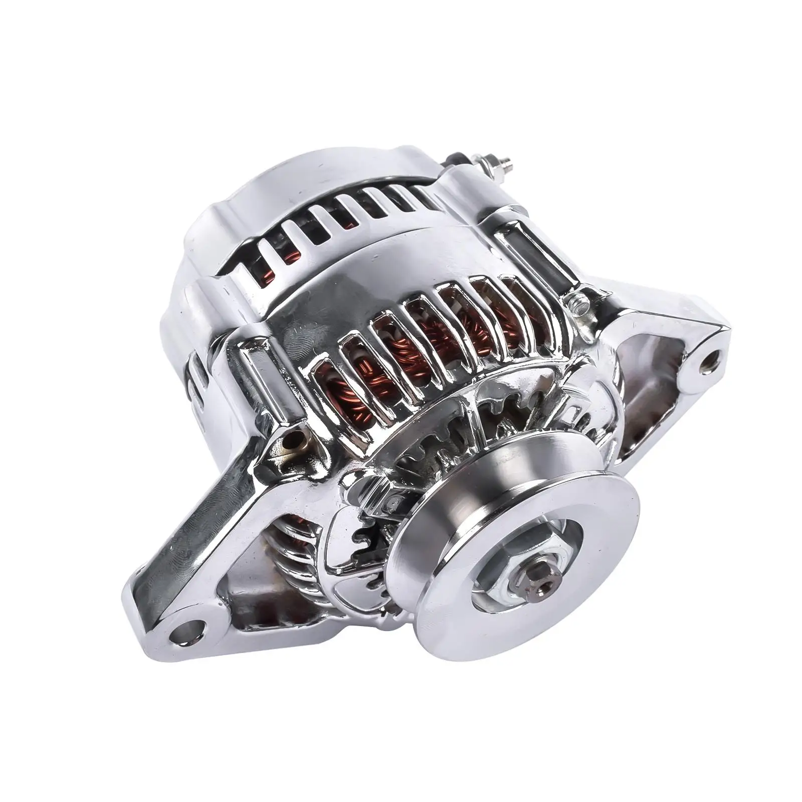 

Chrome for Mini Alternator Fits For GM denso Style 12 Volt V-Belt 1 Wire Street Race
