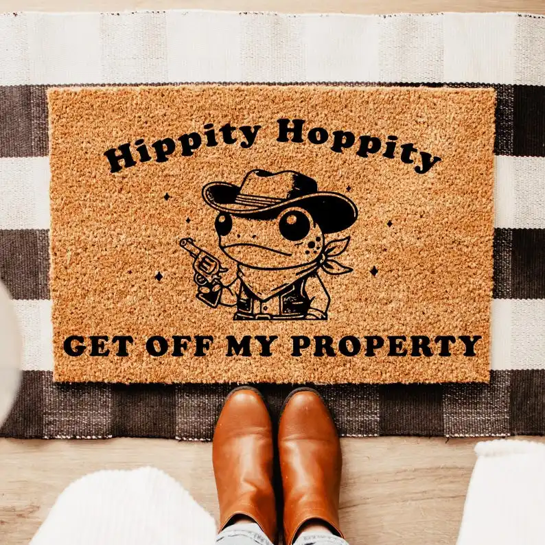 

Get off My Property Doormat Funny Frog Home Decor Go Away Coir Mat Outdoor Entrance Decor Rugs Personalized Text Words Funny Mat