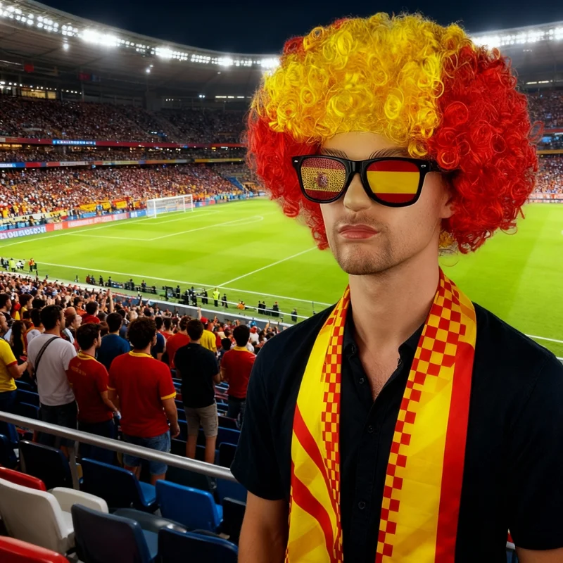 Conjuntos de actividades de celebración de Francia y España, peluca de pelo, bufanda, gafas de sol, conjuntos de disfraces de equipo nacional europeo para Fans, accesorios de decoración