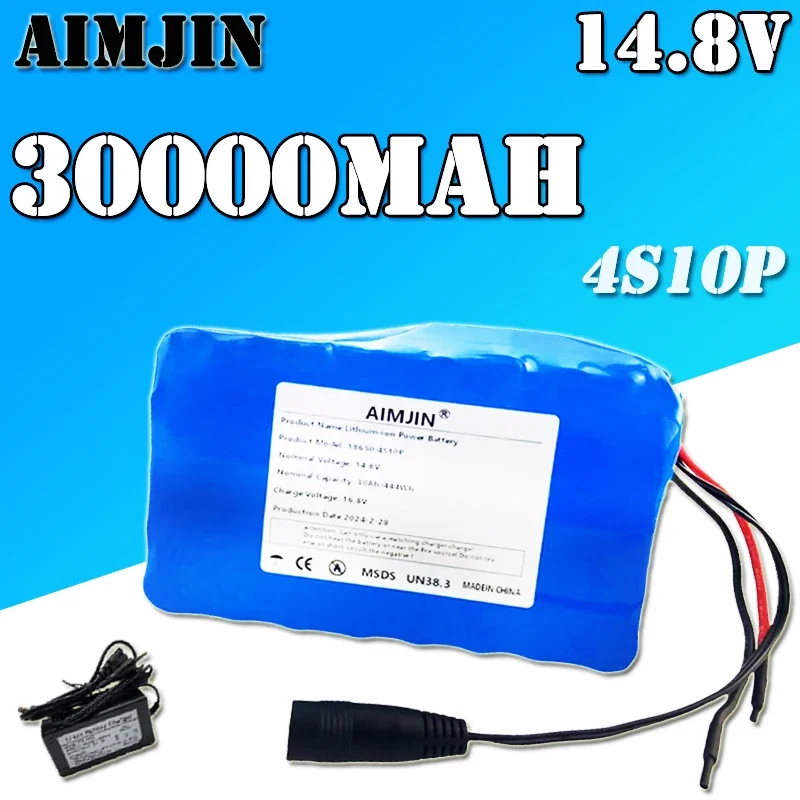 

4S10P 16.8V 30Ah 14.8V Lithium Battery Pack with BMS for Inverter Smart Robot High-power Equipment Etc