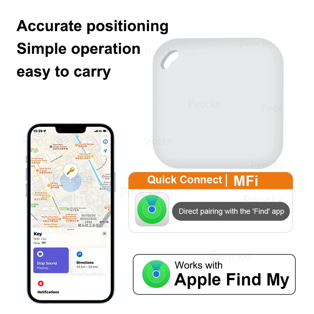 Smart Bluetooth Tracker Works with Find My APP for Iphone GPS Anti Lose Reminder Device Tag Replacement Locator MFI Rated