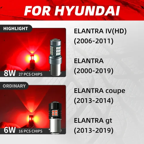 Imagen 2 del producto 2 luces LED de freno para coche, lámpara Blubs para Hyundai Elantra Coupe GT AD XD 2019 2018 2017 2015 2014 2013 2011 2009 2008 2007 2004