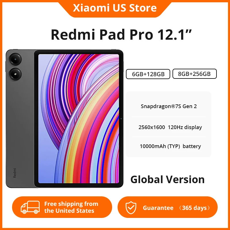 Global Versie Xiaomi Redmi Pad Pro Snapdragon 7S Gen 2 Tablet PC 12.1 ''120Hz Scherm 10000mAh Batterij 33W Lading