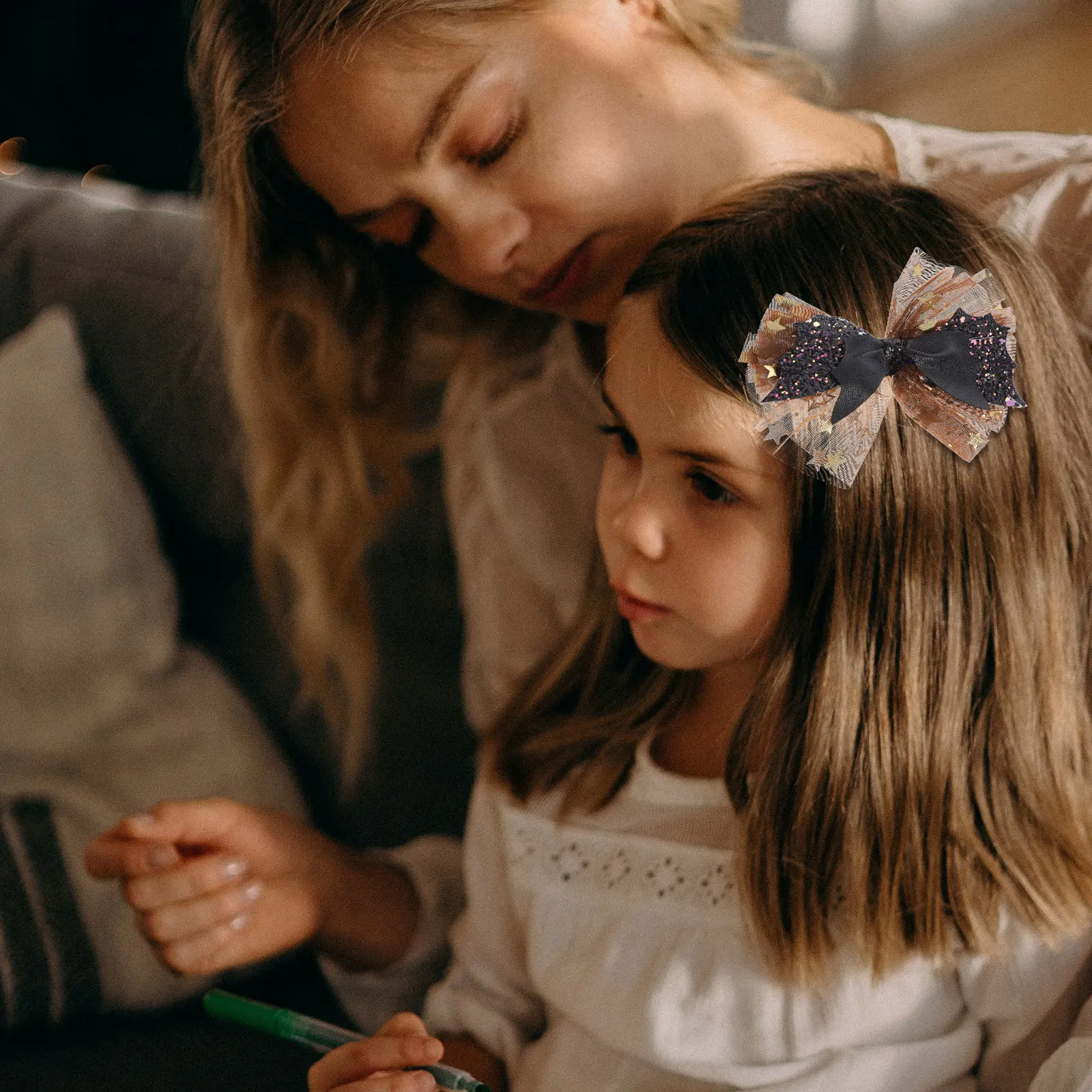 مشبك شعر بعقدة على شكل فيونكة للهالوين دبوس شعر للأطفال على شكل جمجمة مشابك شعر للحفلات دبوس شعر للهالوين مشابك جمجمة #5