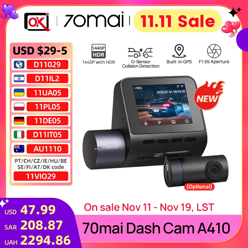 A400 Quad HD Car DVR 24H Night Vision