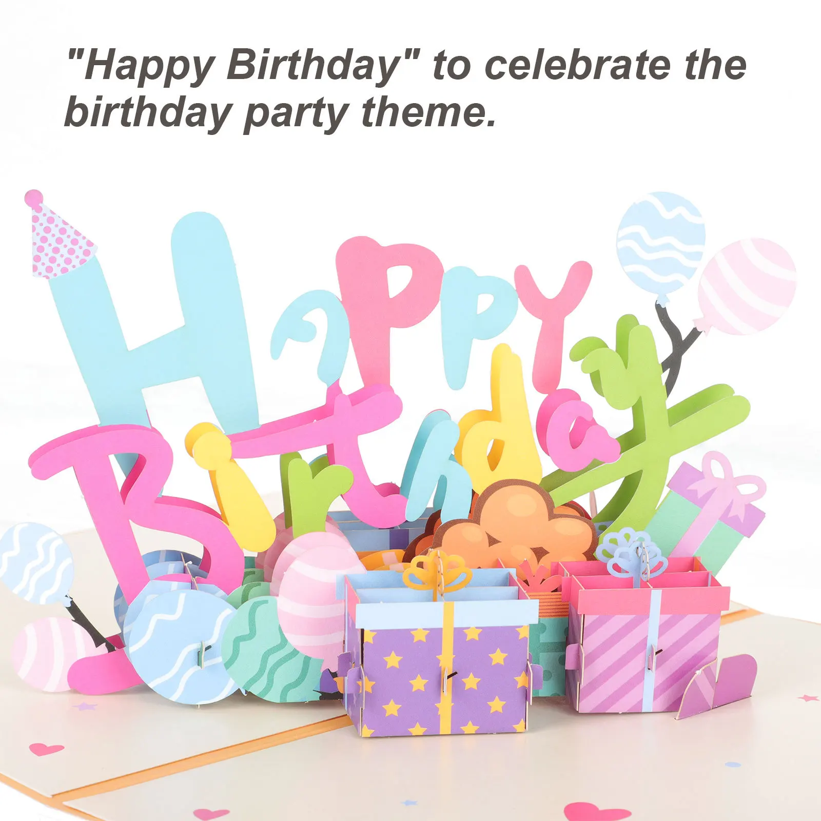 3D Birthday Pop-Up Handmade Paper Greeting For Kids Women Birthday Party Gift With Envelope Diy Blessing Decorative Festival