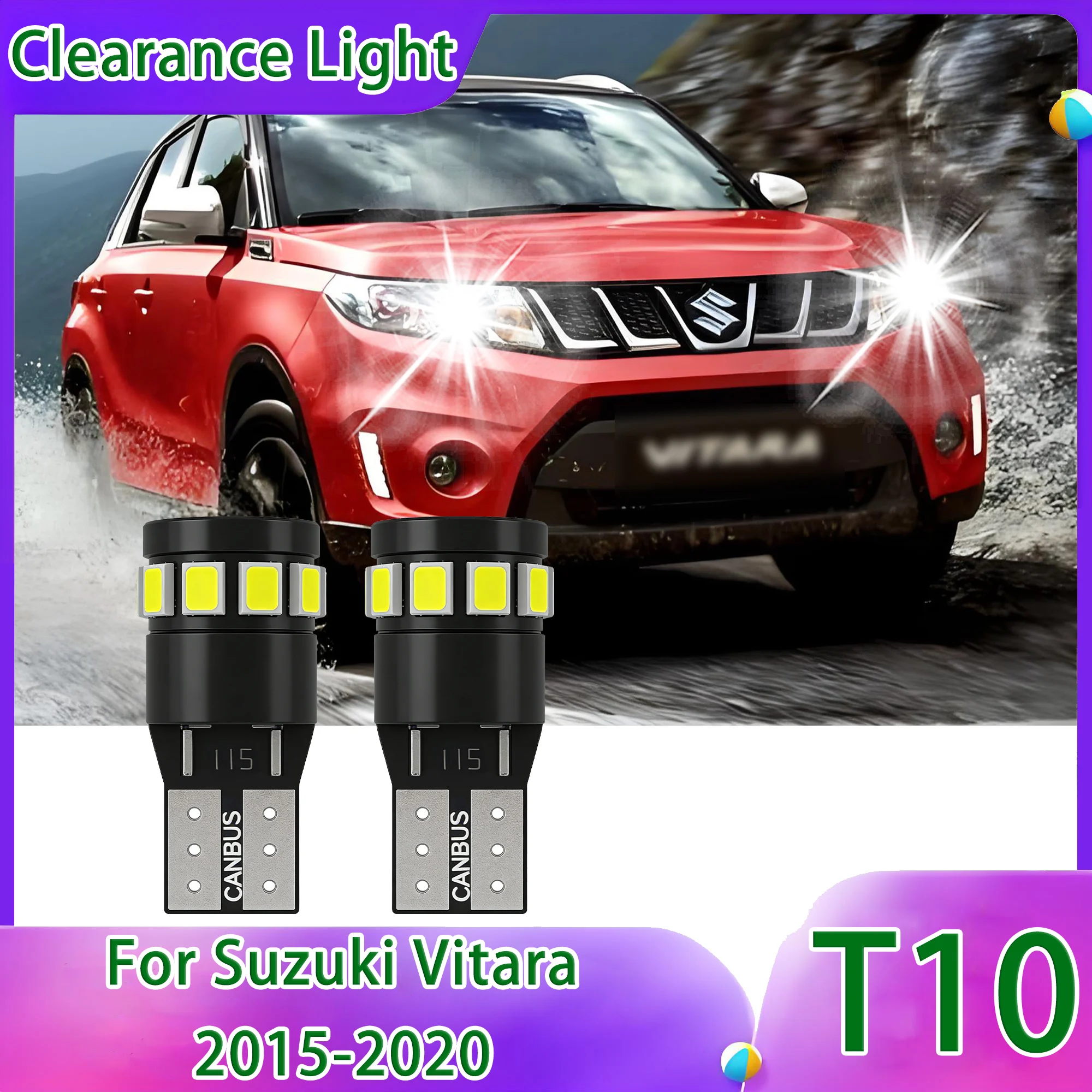 

2PCS T10 W5W Canbus Car LED Clearance Light 6000K Super Bright For Suzuki Vitara Accessories 2015-2020 Plug and Play Auto Bulb