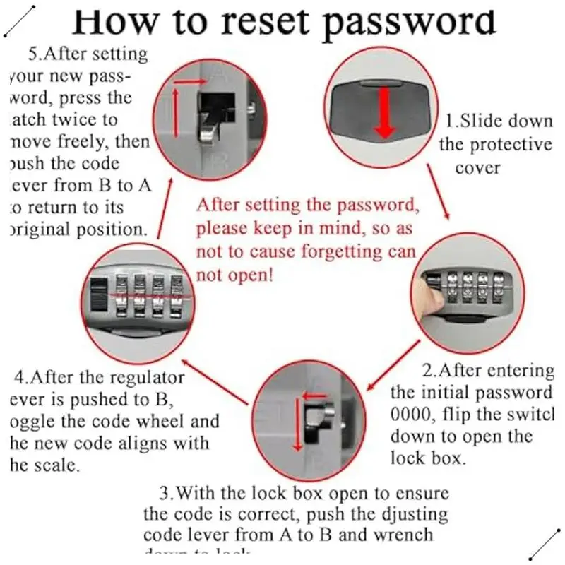 Key Safe Box Wall Mounted Key Lock Safe Box 4 Digit Combination Key Box Code Key Security Box Key Safe Storage Box