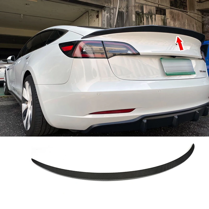 factory customize auto carbon fiber parts rear spoiler for  model 3 2015 2018 2022