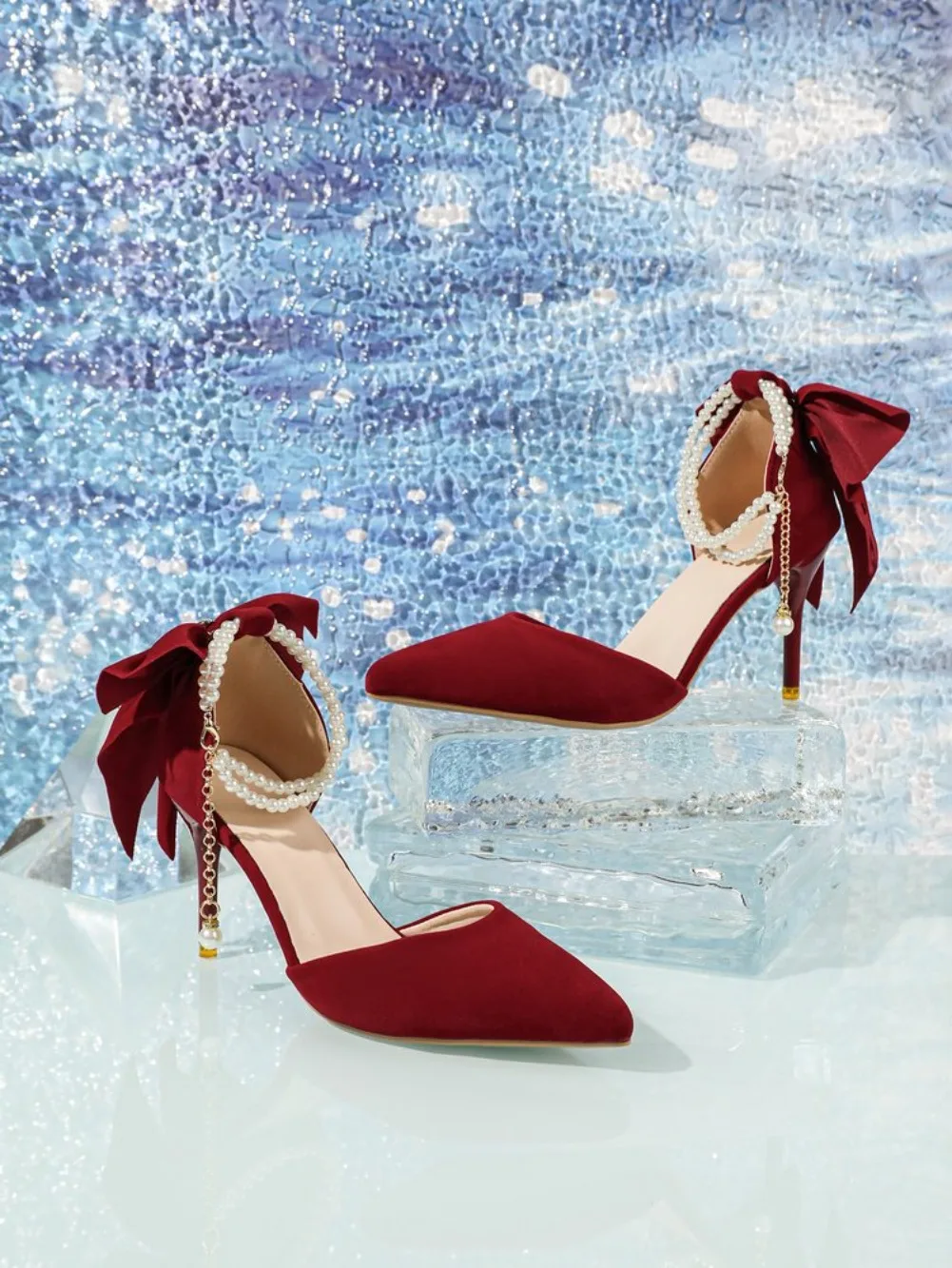Women's Pumps Thin Heel Wedding Shoes 2026 Red Butterfly Shallow High Heels Buckle Strap Sandals Elegant Pointed Toe Women Shoes
