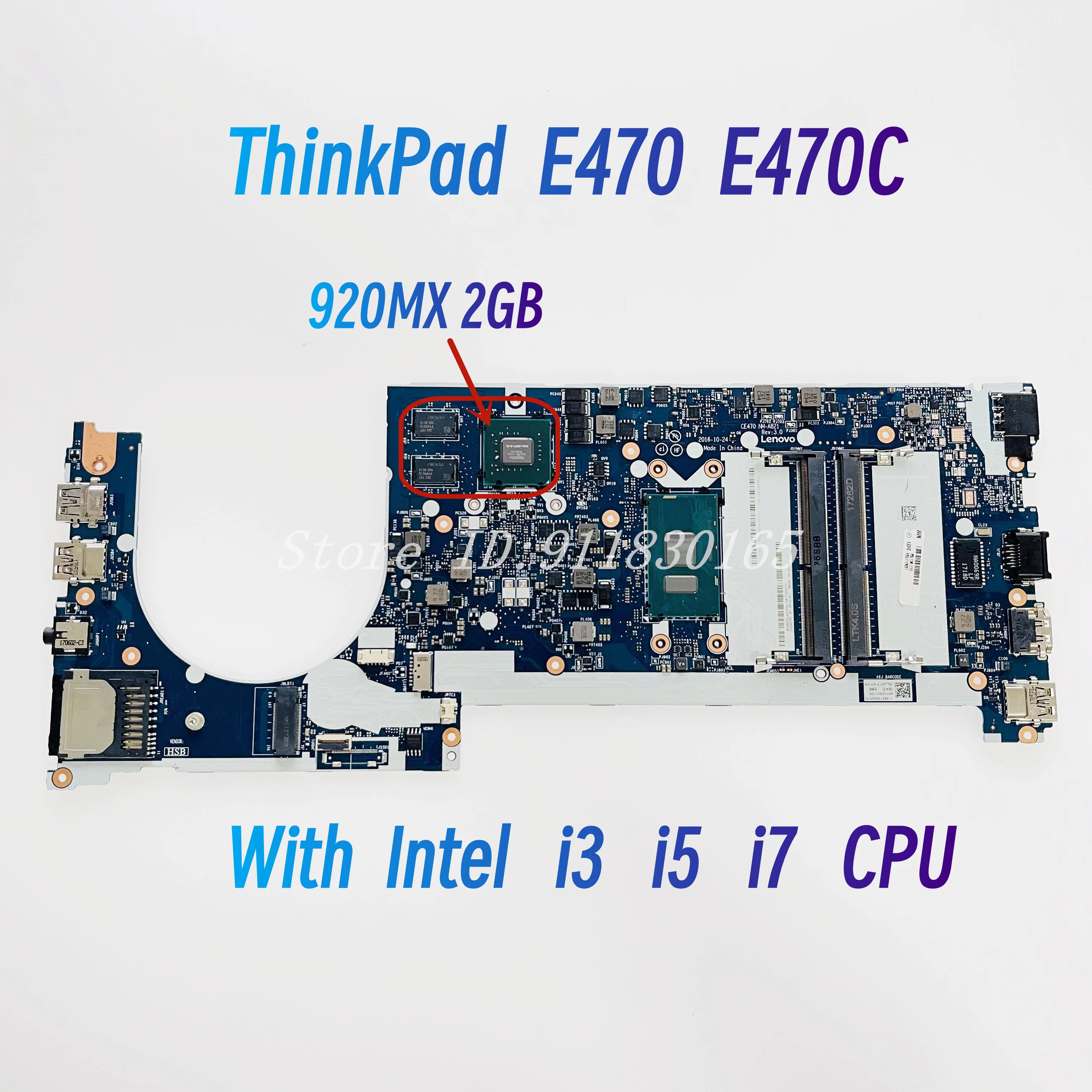 CE470 NM-A821 For Lenovo ThinkPad E470 E470C Laptop Motherboard With Core i3 i5 i7 CPU UMA/920MX 2GB GPU Mainboard 100% Test