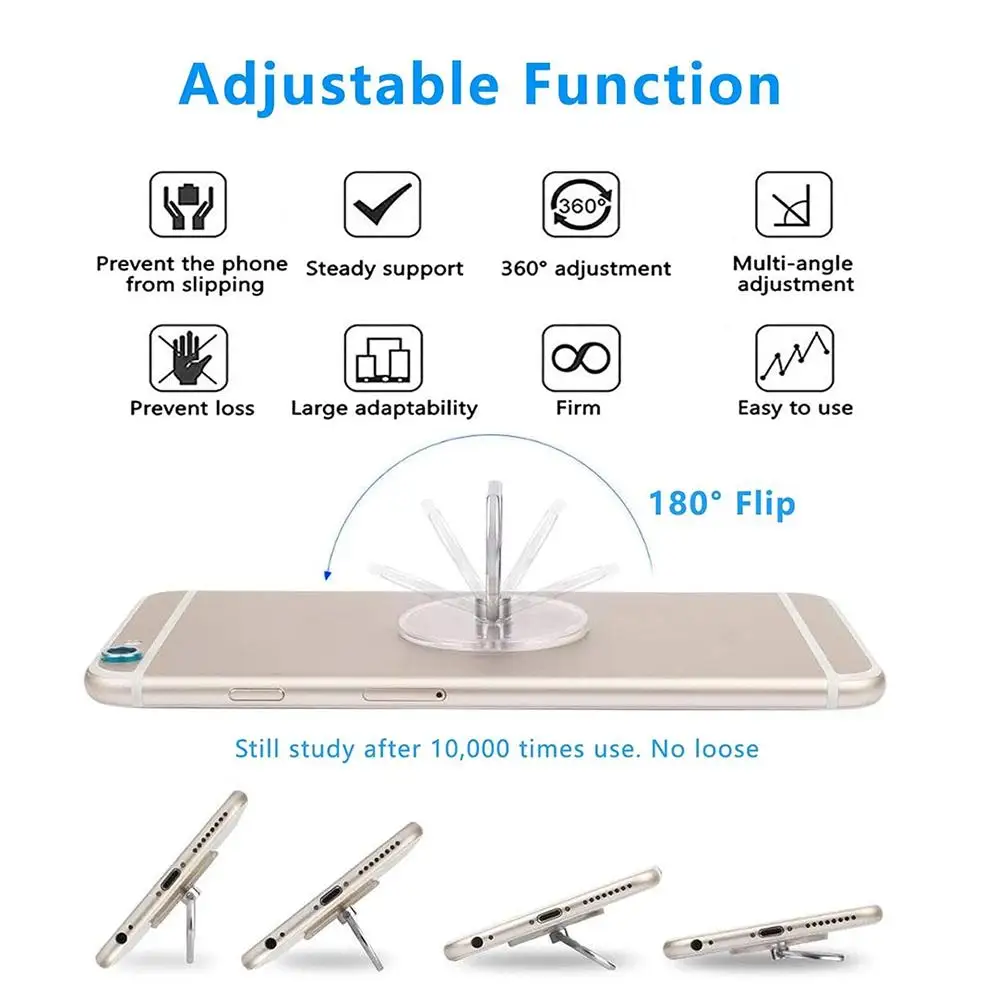 Transparent Cell Phone Ring Holder Stand 360°Degree Rotation Clear Finger Grip Kickstand Compatible iPhone Xiaomi for Phone Case - view 4