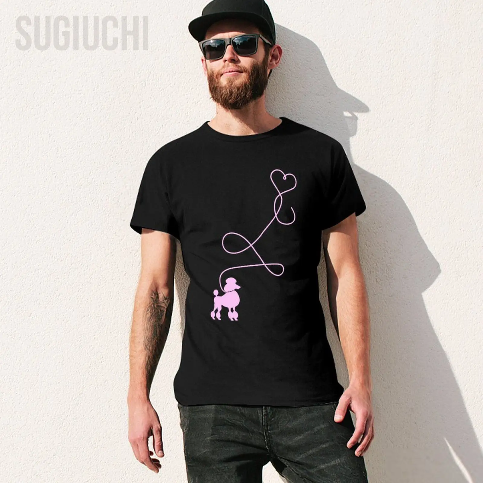 Unisex Men 1950's Sock Hop Costume Dog Cute Poodle Heart Tshirt Tees T Shirts Women Boys 100% Cotton T-Shirt