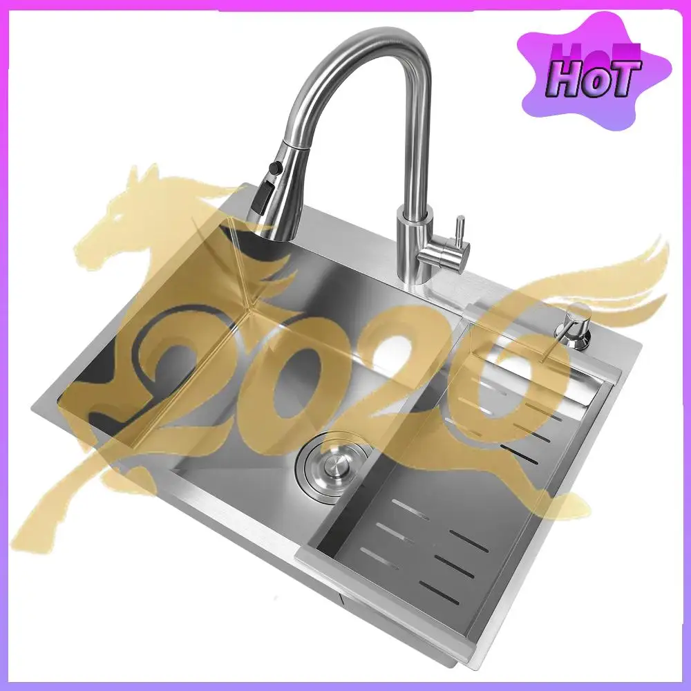 

Stainless Steel Waterfall Kitchen Sink Extra Large Single Slot Multifunctional Dishwashing Sinks Undermount Basin Cup washer