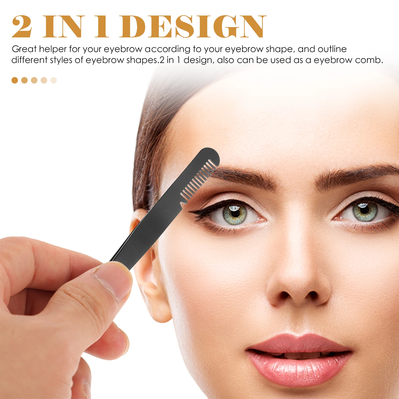 3Pcs 2 in 1 Eyebrow Clip Comb Stainless Steel Eyebrow Tweezers for Precision Trimming Shaping and Applying False Eyelashes