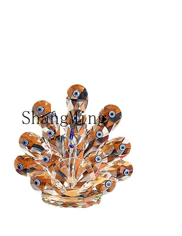 

PYH Dazi crystal peacock gift opening gift cabinet living room decoration crystal glass handicraft ornaments