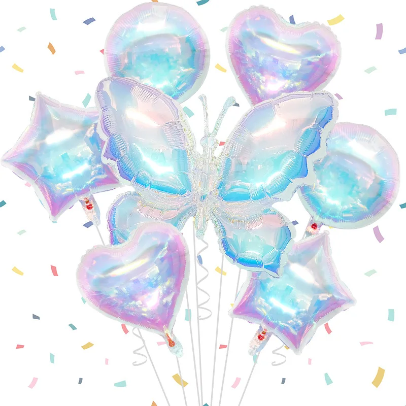 

Laser Transparent Iridescent Balloons Foil Star Heart Round Balloon for Baby Shower Birthday Party Balloons Wedding Decorations