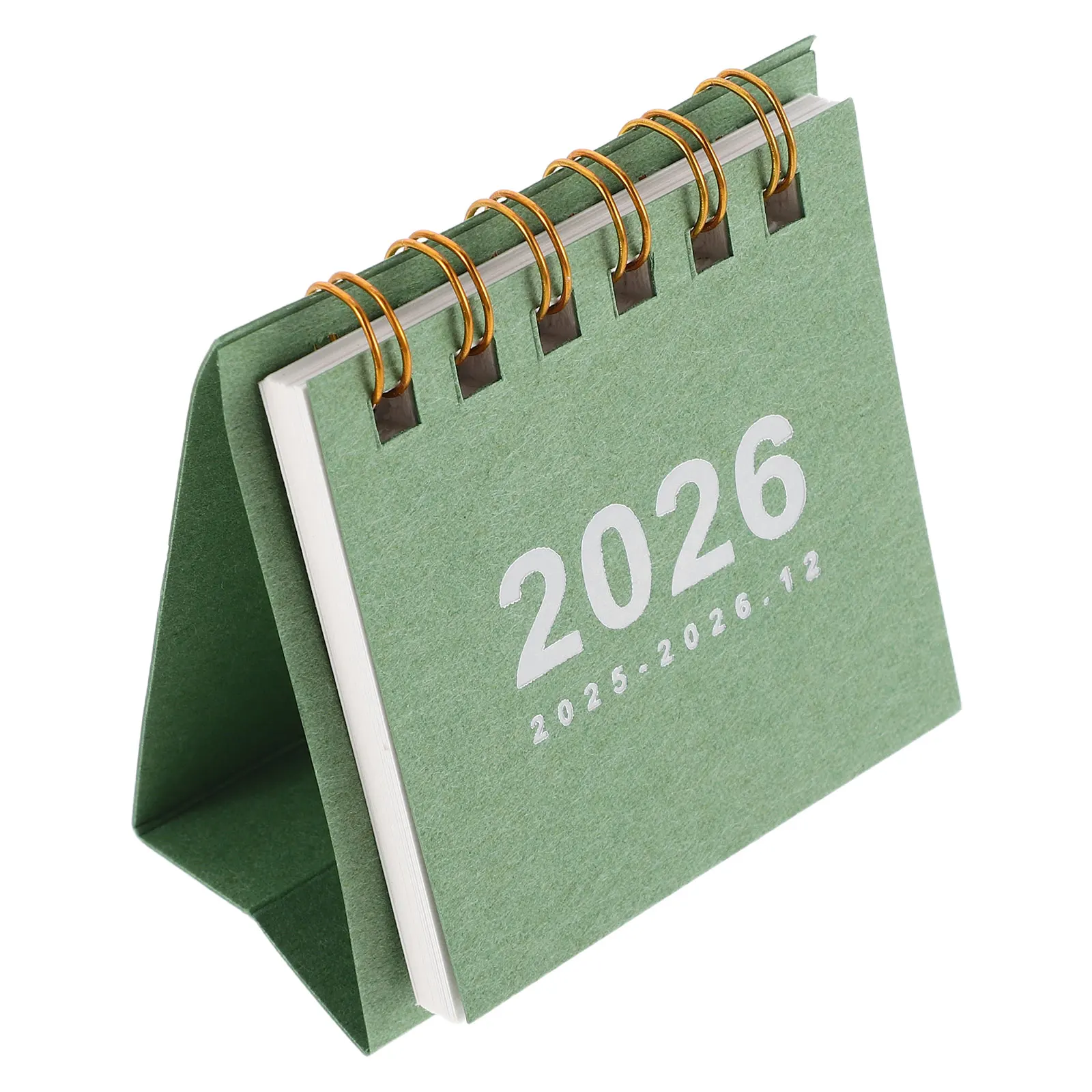 2026 ปฏิทินตั้งโต๊ะขนาดเล็กแบบพกพาขนาดเล็กสำหรับวางแผนตารางรายวันโฮมออฟฟิศโรงเรียนใช้สีเขียวน้ำหนักเบาทรงหรูหรา