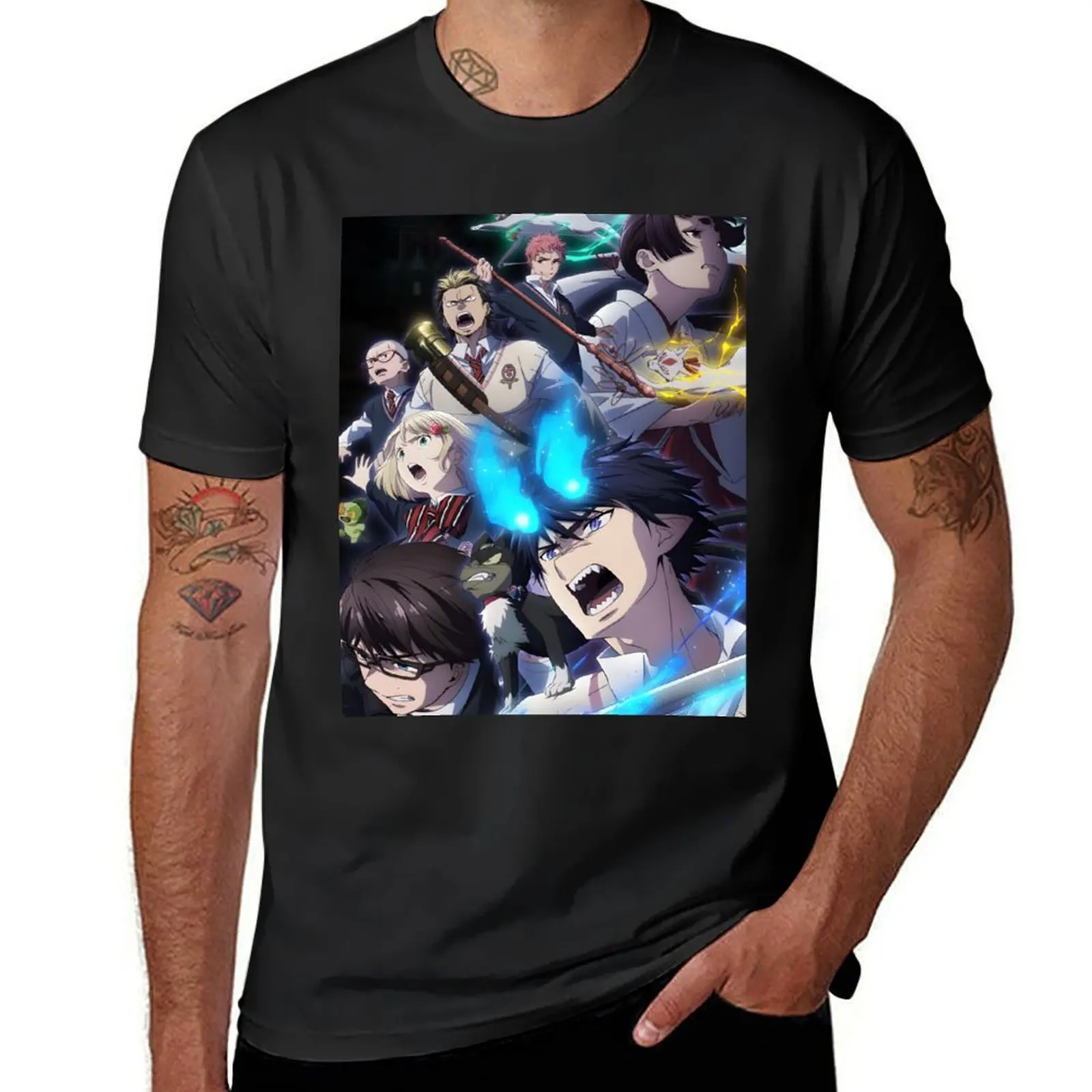 Ao no Exorcist-Okumura Rin, Okumura Yukio, Kamiki Izumo, Miwa Konekomaru T-Shirt anime t shirts for men graphic