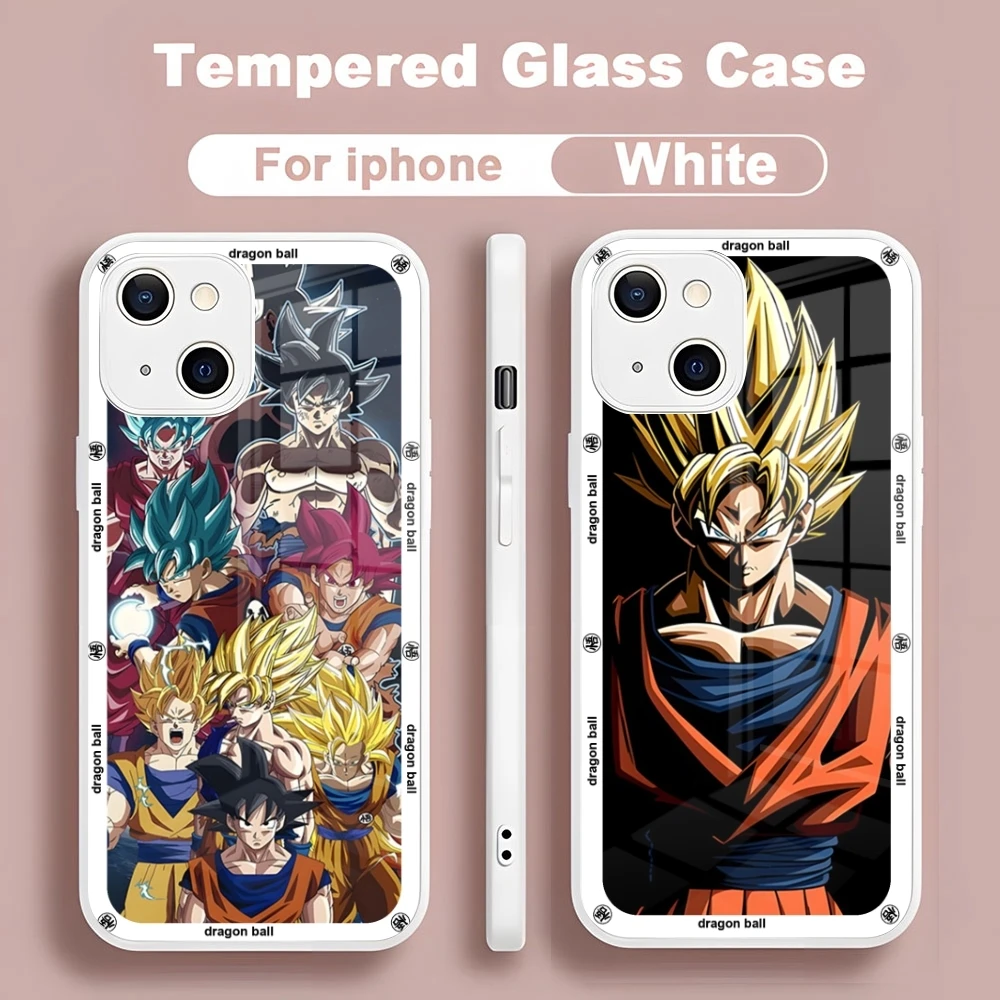 Anime D-Dragon Balls new for Iphone 15 14 13 12 11 Pro Max X XS XR 7 8 Plus SE Metallic Paint Glass Mobile Phone Case