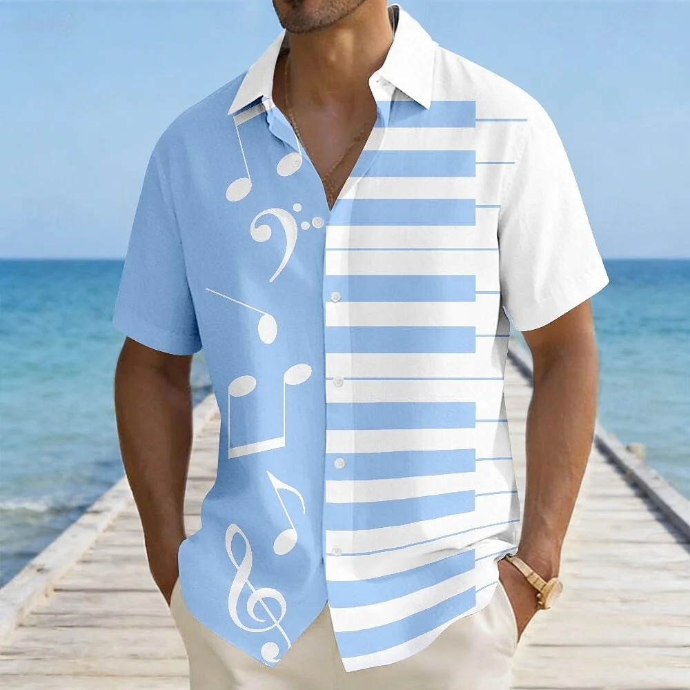 

New fashionable artistic music-themed art print pattern classic short-sleeved shirt. Comfortable fabric. Fast shipping.