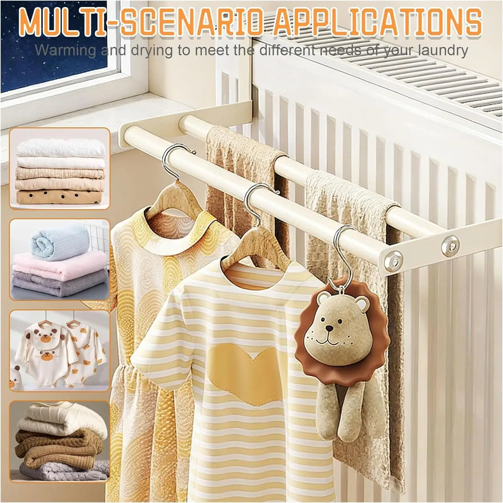 Picture 4: Wall Mounted Clothes Drying Rack Heavy-Duty Space-Saving Towel Clothesline Drying Rack Wall Mounted For Room Clothing Closet