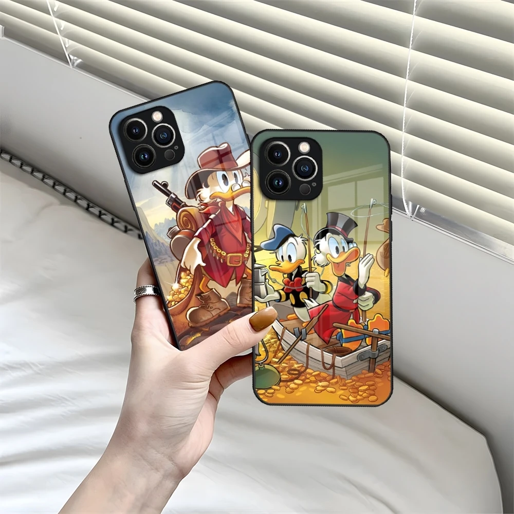 Donald Duck Phone Case For iPhone 13 15 14 12 11 Pro XS Max Plus Mini X XR 8 7 6s SE2020 Tempered Glass Coque