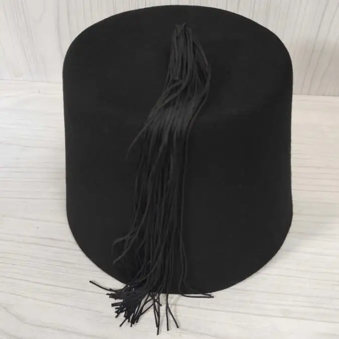 

Turkish Hat Ottoman Felt Cap Men Fez 11CM Height Turkey Tradition Ethnic Black Vintage