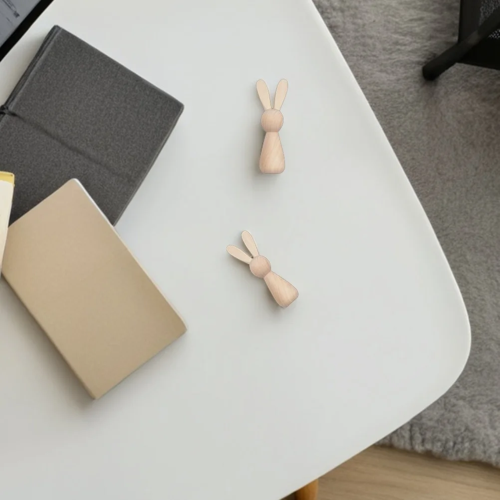 

6Pcs Unfinished Wooden Bunny DIY Craft Kit Easter Decoration Tabletop Ornament Family Fun Activity Wood Rabbit Shape Pendants