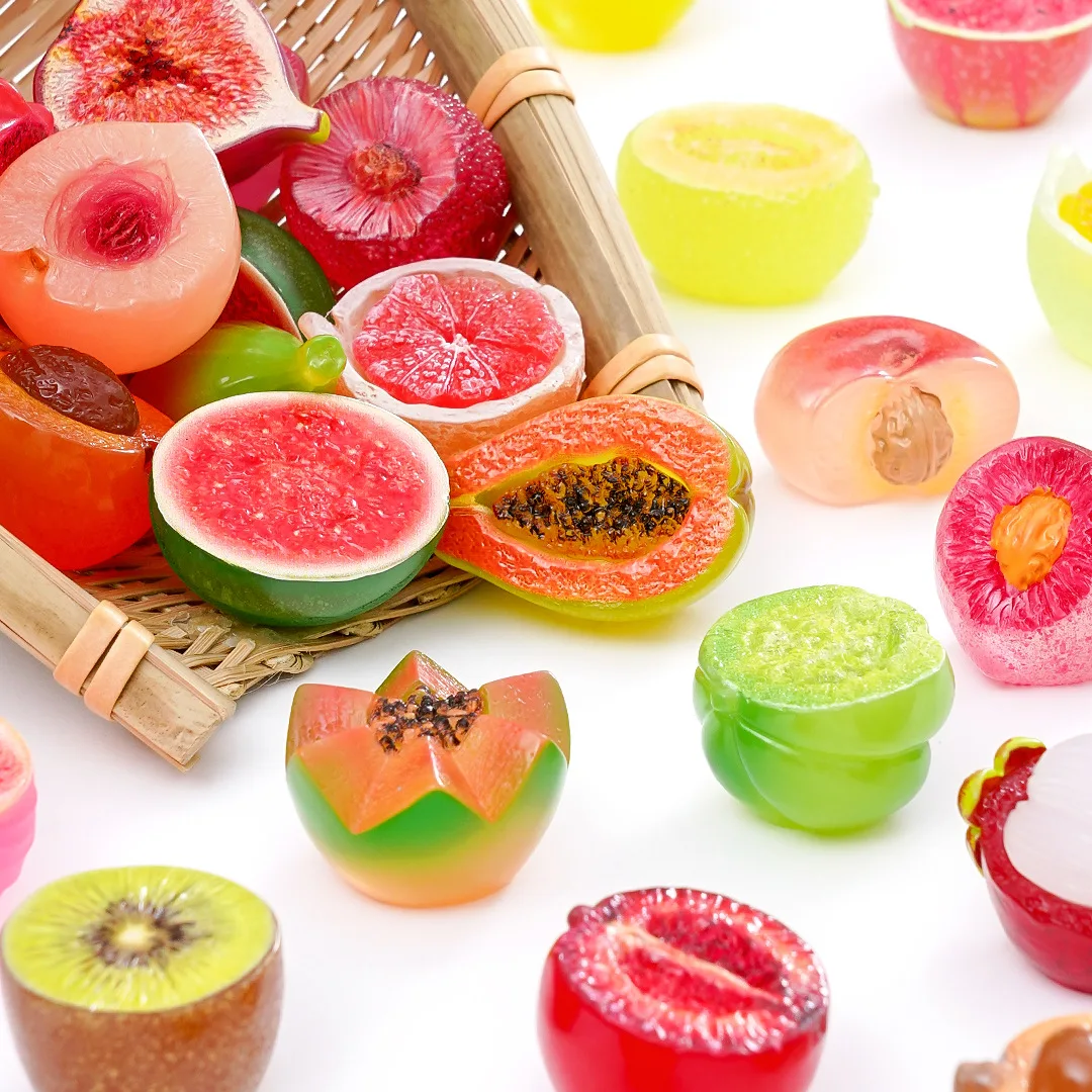 10-Pack Assorted Glow-in-the-Dark Half-Cut Arbutus & Lychee Fruit Miniatures – DIY Ornaments for Car & Desk Decor