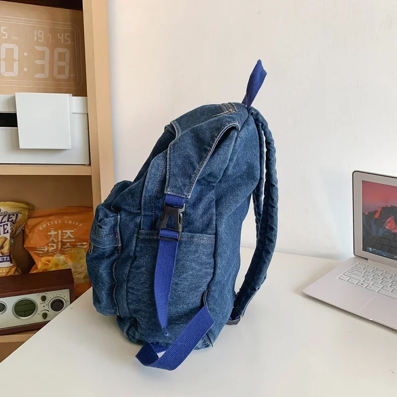 Denim Girl Boy Backpack Travel Viral Backpack High College Youth School Backpack Waterproof Book Bag Large Capacity Sports Pack