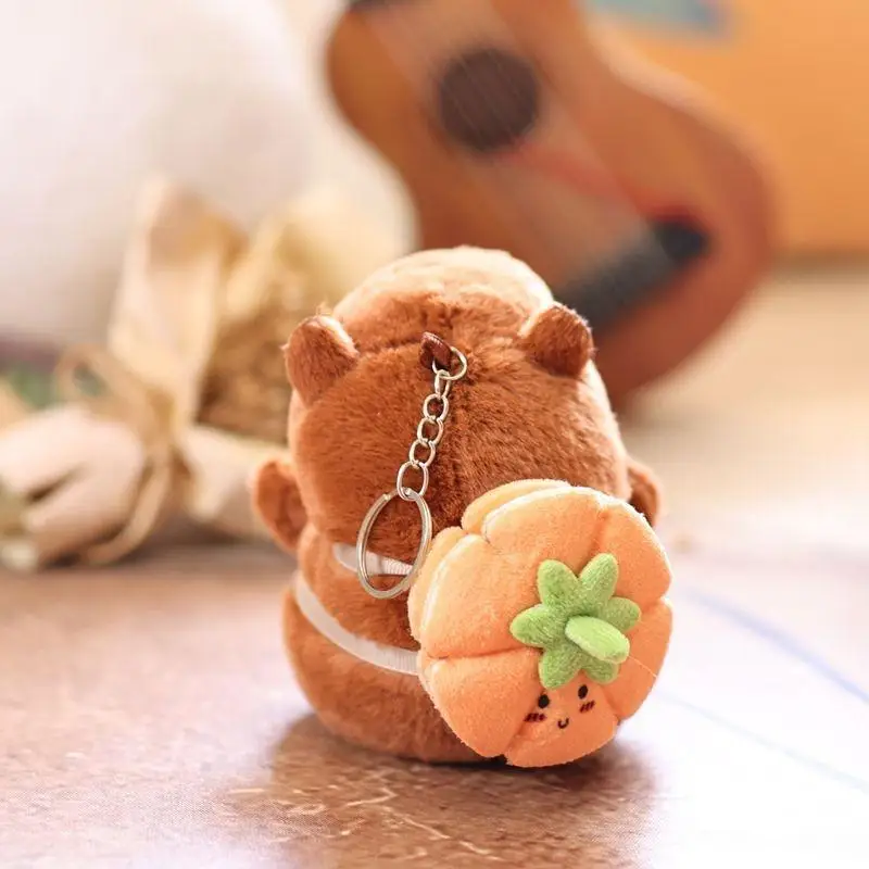 Cute Fruits Capybara Plush Keychain Cartoon Stuffed Animal Doll Keyring Bag Pendant Backpack Hanging Decoration Kids Gifts