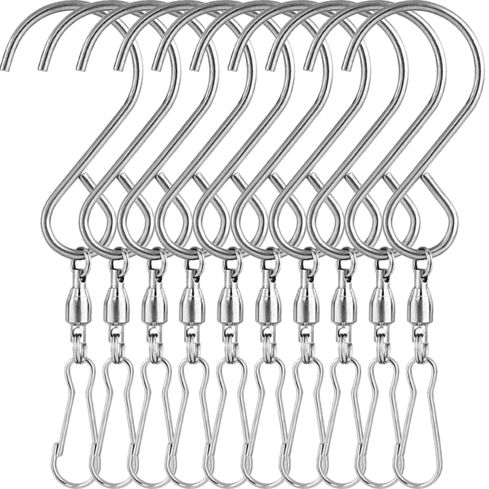 

10 Pcs Wind Chime S-type Hook Showcase Flag Hooks Chimes Coat Hanger Ceiling Swivel Clips Stainless Steel