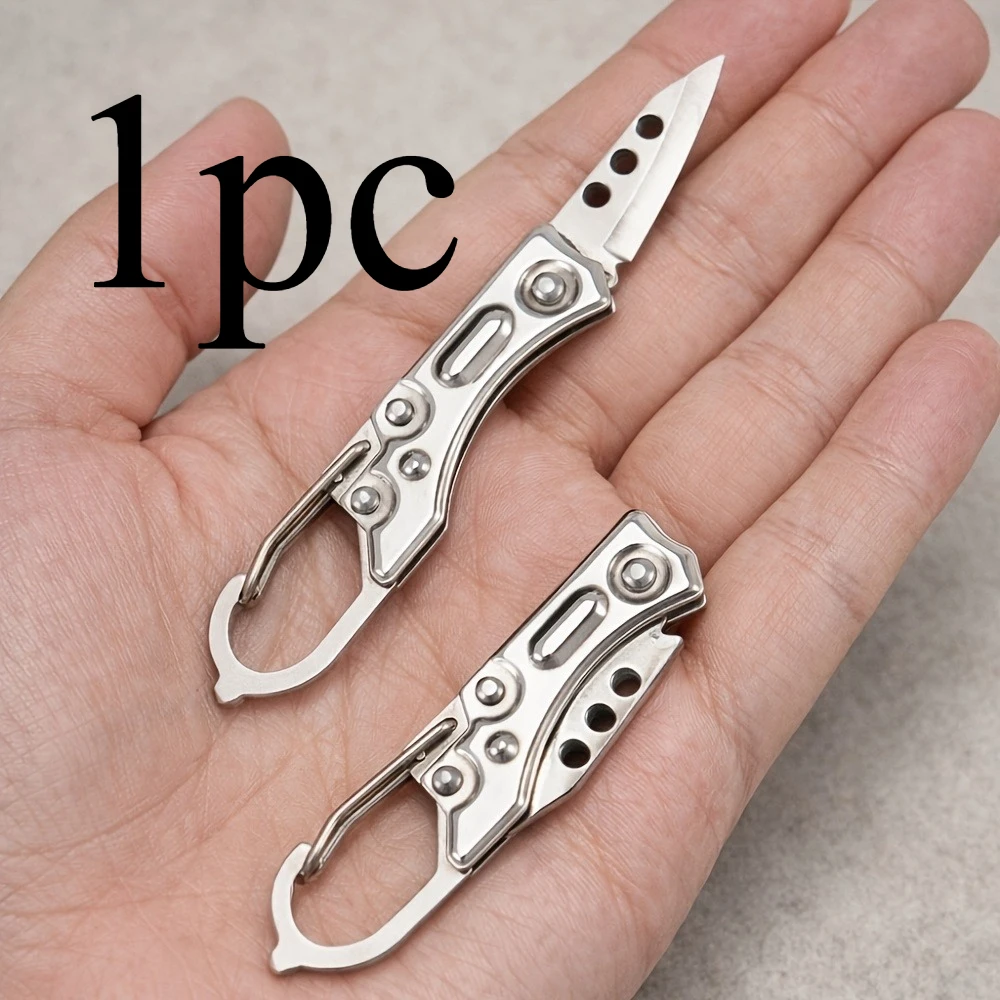 Mini portable folding knife, stainless steel keychain knife, outdoor EDC tool, household unpacking knife