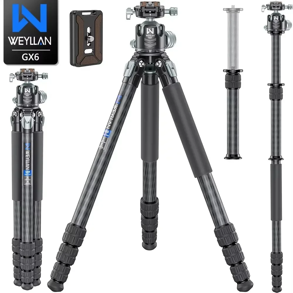 

WEYLLAN GX6 Compact Carbon Fiber Tripod 69'' Professional Tripod 29mm Leg with DSLR Tripod Ball Head for Digital SLR DSLR Camera