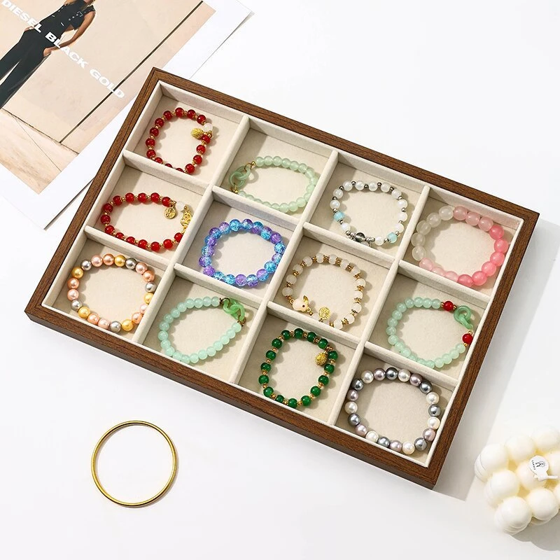 Black Walnut Pattern Jewelry Display Jewelry Storage Tray Earrings Necklaces Bracelets High-end luxury Party Simple gifts Women