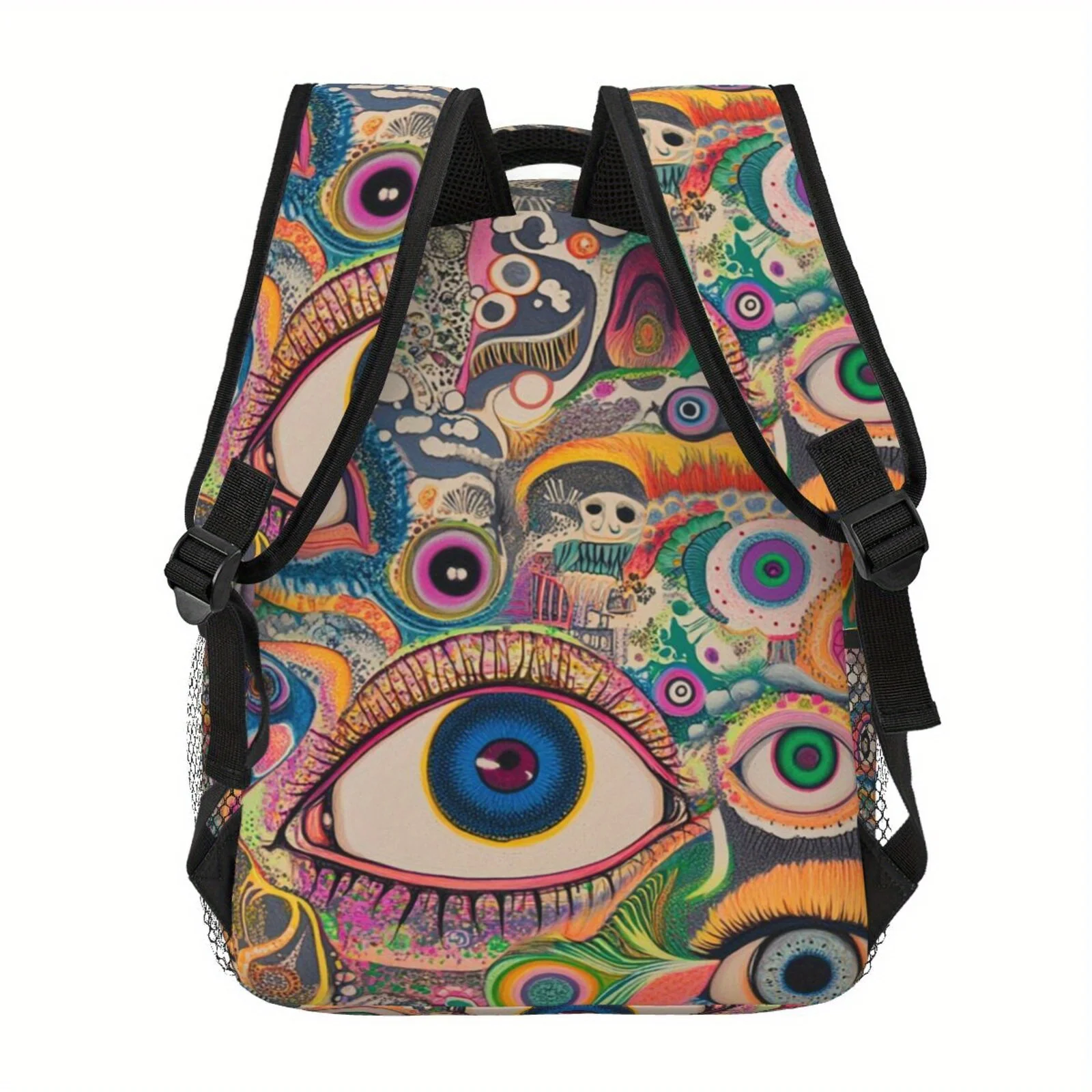 Vibrant Abstract Eye-Themed Backpack for Students Lightweight, Large Capacity with Waist Protection,