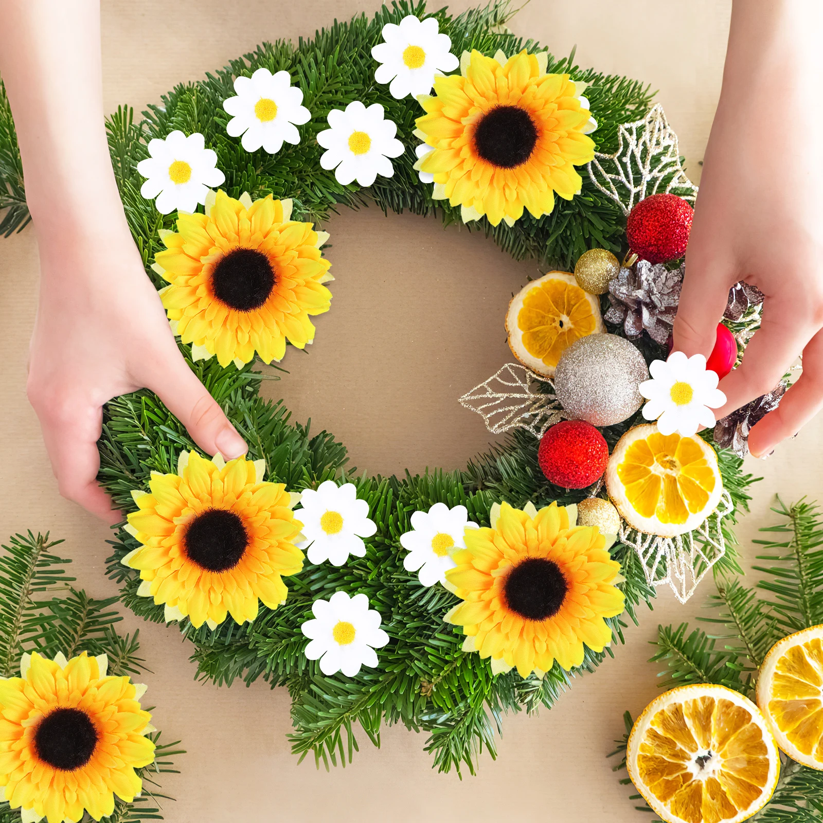 

20 pcs Artificial Sunflowers Realistic Fake Flowers For Wedding Home Decor Party Supplies Decorative Outdoor Plastic Autumnal