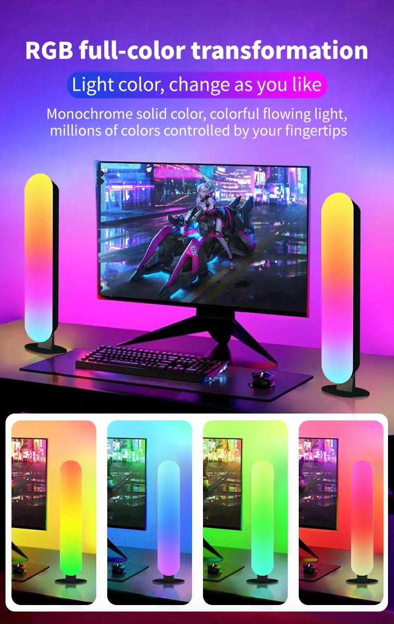 RGB USBLED Light Bar Color Changing TV Backlight Remote Symphony Atmosphere Light Strips Music Rhythm Ambient Pickup Lamp Decor