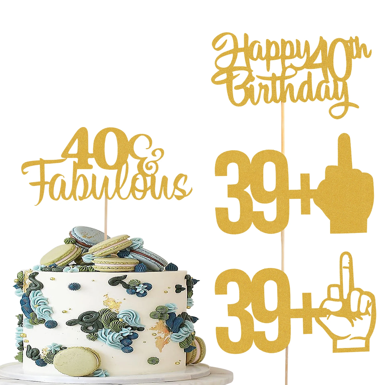 Gold 40. Geburtstags torte Topper-einseitiger Glitzer 39 1/fabelhafte & 40 Cake Topper für vierzig Geburtstags feier Dekoration